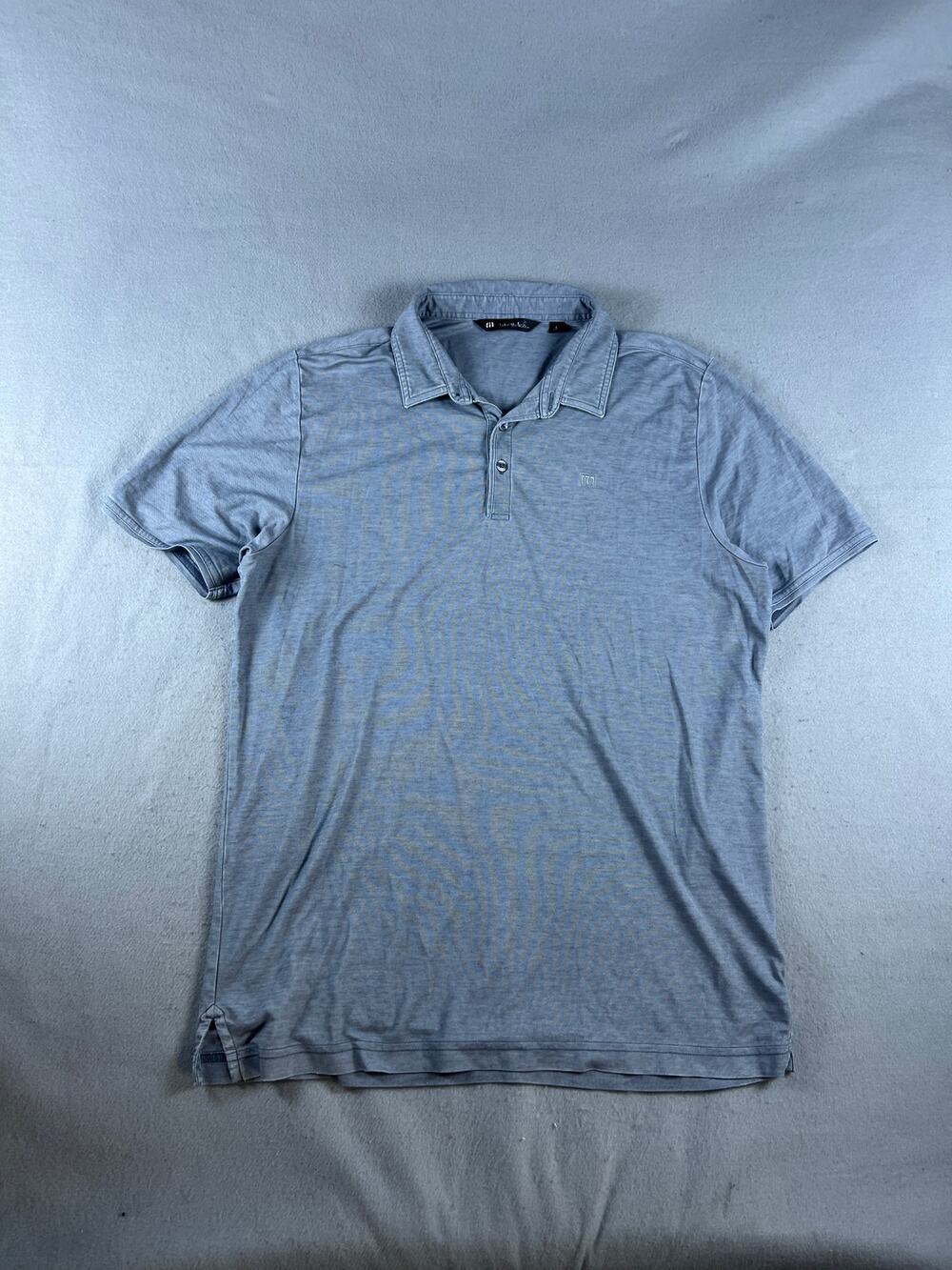 TravisMathew Polo Shirt Men L Gray Short Sleeve Textured Knit Golf Sport Outdoor